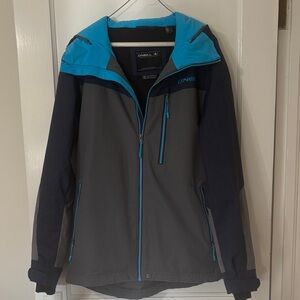 O'Neill Charcoal and Aqua Hooded Ski/Snowboard Jacket